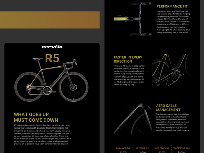 Cervelo R5 road bicycle | Landing page landing page ui uiux user interface ux web design