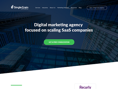 Landing Page design for Single Grain blue business clean colors creative design digital flat landing layout minimal modern page photoshop responsive ui web