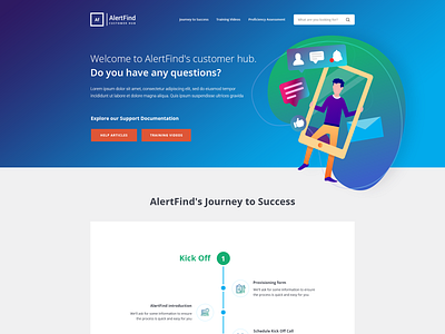 AlertFind Customer Hub Page design graphic design illustration landing page photoshop ui vector web web design