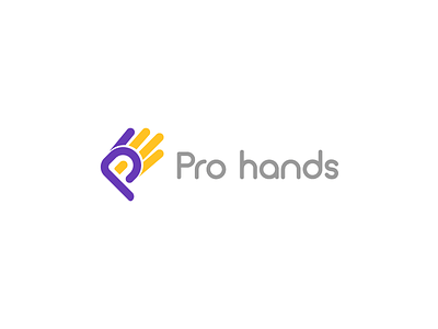 Pro hands brand branding design hand home identity indigo logo yellow