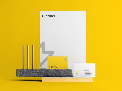 Mizzony bolt brand and identity branding creative logo thunder yellow z