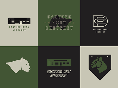 more logo adventures animal black branding charcoal city logo cream fort worth green illustration industrial panther panther city