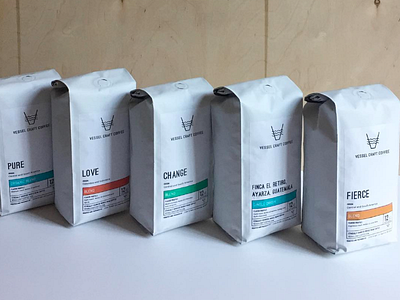 Vessel Coffee Bag Lineup bags coffee colorblock packaging