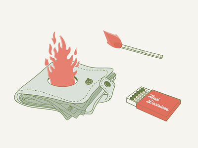 Tax Return fire irs matchbox money taxes wallet
