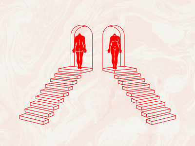 Gemini Season bodies duality illustration marbling stairs twins
