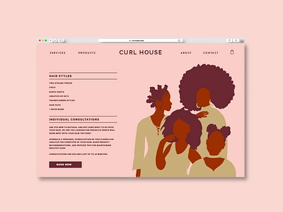 Curl House illustration natural hair website