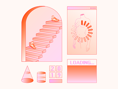 2019 body geometry gradient loading screen shapes stairway