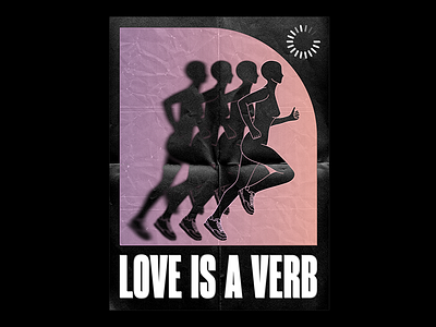 LOVE IS A VERB body gradient illustration mockup poster running