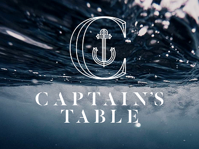 ​Captain's Table; Restaurant Logo - 1st Lockup blue branding captain food iarafath liquid logo logodesign luxury sea seafood ​ anchor