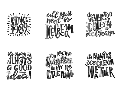 Lettering for an ice cream palor branding hand lettering iarafath ice cream kyle brushes lettering play quote script sketch typography water color