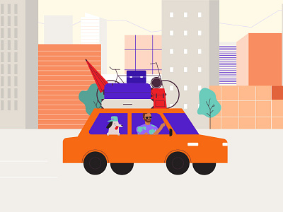 We Barrio car character design dog holidays illustration motion design