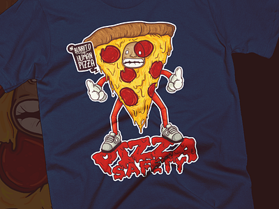 Pizza Safety apparel cartoon character design grand illustration mascot michigan pizza rapids shop tshirt