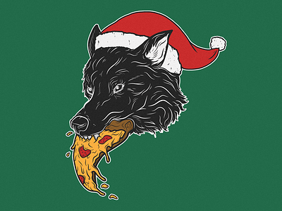 Happy Holidays from Wolf Pizza brand christmas holiday illustration logo pizza santa wolf