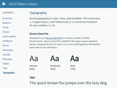 UX UI Pattern Library (Type)