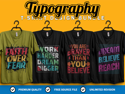 Motivational typography t-shirt designs