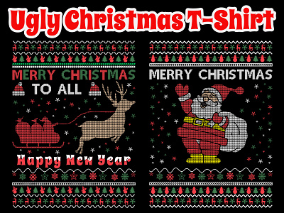 Merry christmas ugly sweater pattern tee