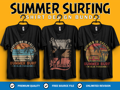 Vintage Summer Surfing T-shirt design