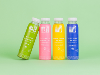 ¡Wayú Lemonades! apple blueberry branding brevages drinks graphic design healthy label lemonade logo matcha