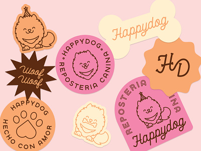 Happy Dog Stickers! branding dog logo monogram stickers typography