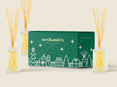 Reed diffuser christmas packaging branding christams foil illustration packaging
