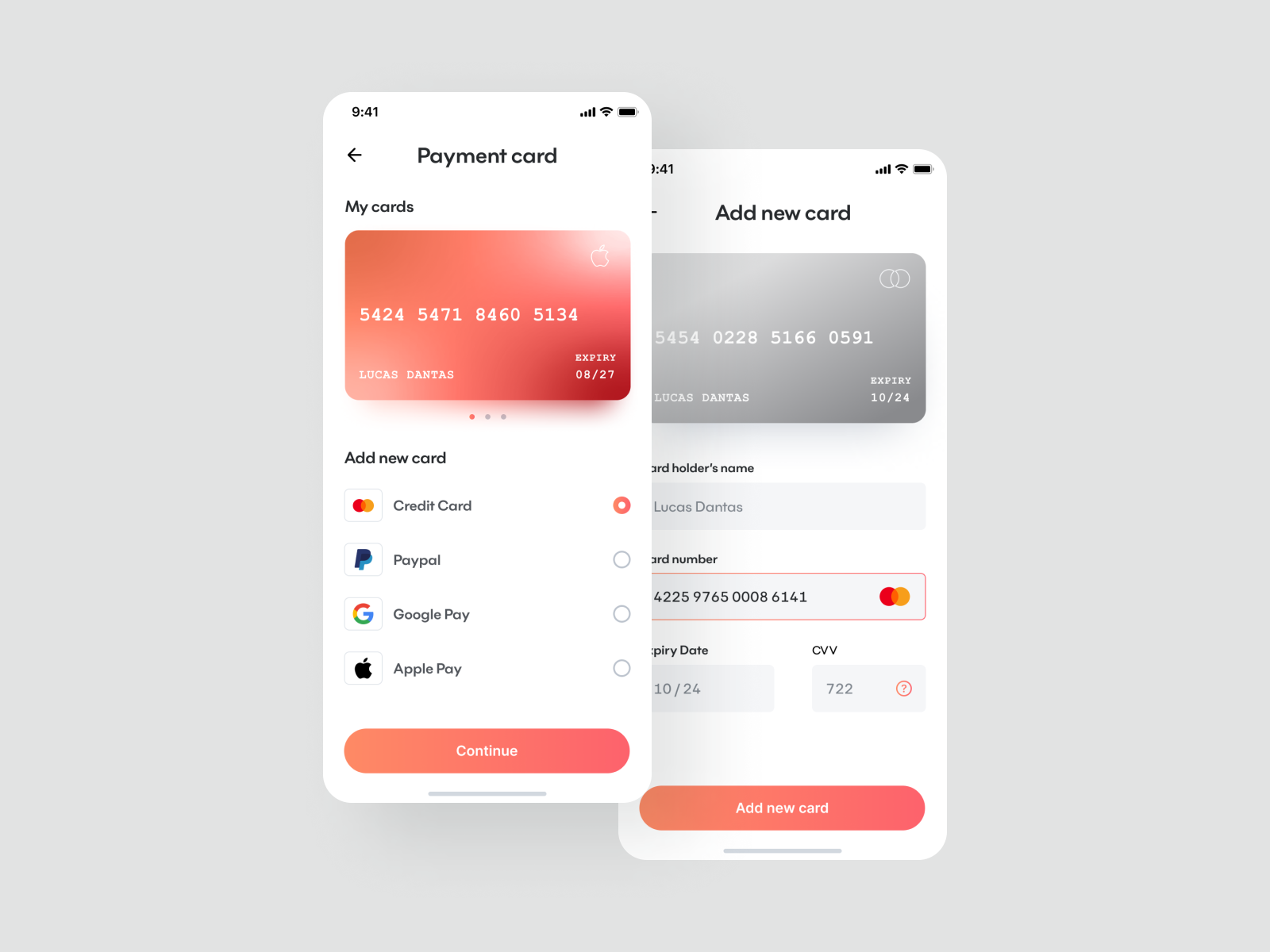 Credit card - Daily UI by Lucas Dantas on Dribbble