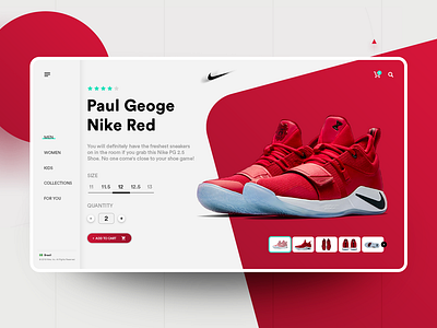 Nike - Product Page cart ecommerce fashion app footwear design landing page lifestyle nike nike air paul geoge product shop sports store trainer ui uidesign ux web web design website design