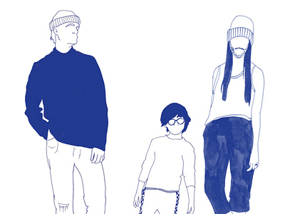 Family 03 blue drawing editorial family fashion gender graphic design illustration illustrationpresse kid nonbinary presse silhouette