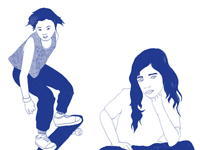 Kids blue drawing fashion gender ill illustration illustrationpresse kids longhair nonbinary skate