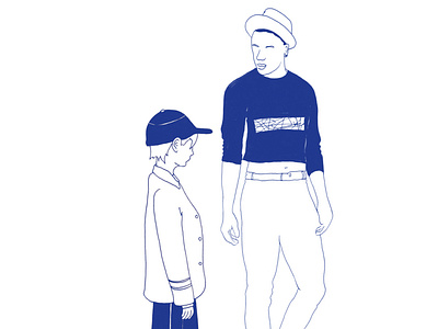 Family04 blue cap croptop drawing editorial family fashion father genderless graphic design illustration illustrationpresse kid nonbinary outline parent