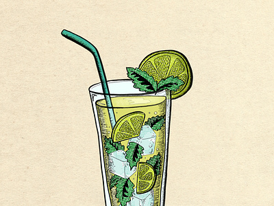 Mojito bar cocktail drawing drink editorial graphic design illustration mint mojito rhum