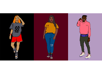 Silhouettes / Illustrations / People diversity drawing editorial illustration inclusivity ink man outline people silhouette streetwear woman young