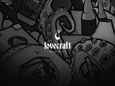 Lovecraft Dark Beer beer branding brand design branding dark design illustration logo lovecraft octopus