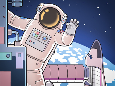 Spacewalk astronaut clip studio paint illustration line art lineart