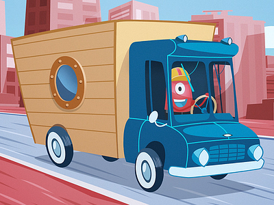 Keep an eye on the road! 2d animation aftereffects animation cartoon character animation moho truck