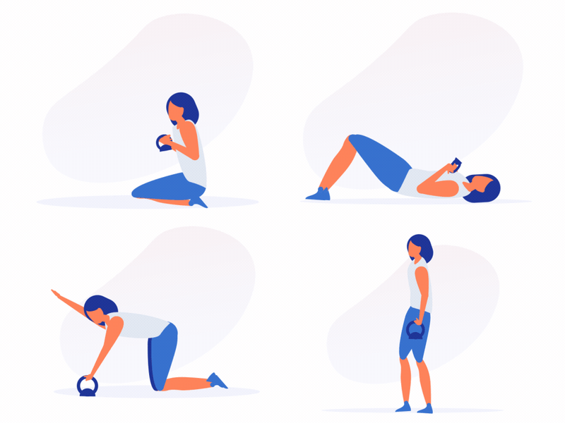 Compound Exercises / Workout - Lottie Animation Pack character animation character design custom animation exercise gif animation hero section lottie lottie animation lottiefiles marketplace sport ui workout