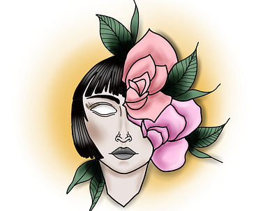 🌸 digital drawing floral flowers lady woman