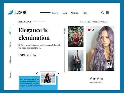 Fashion Website Template Design design designer explore fashion fashionweek girl graphic design illustration kid latest luxor man newyork style template ui website woman