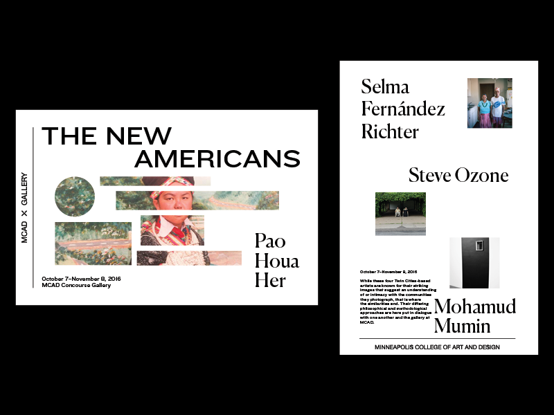New Americans Postcard exhibition typography type print design print