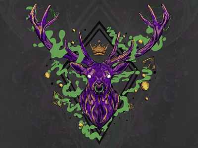 Deer king Stoner art branding design draw graphic illustration letters logo sketch vector