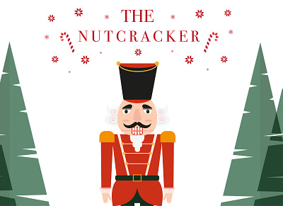 Winter Banner with the Nutcracker and Christmas trees greeting card