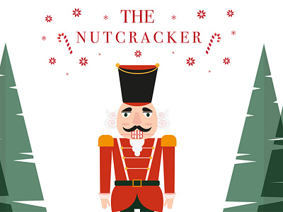 Winter Banner with the Nutcracker and Christmas trees