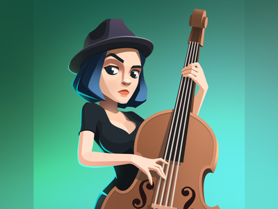 Bass player bass bass player character design girl illustration musician photoshop portrait vector