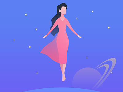 Girl in space character design dream female girl graphic illustration photoshop space woman