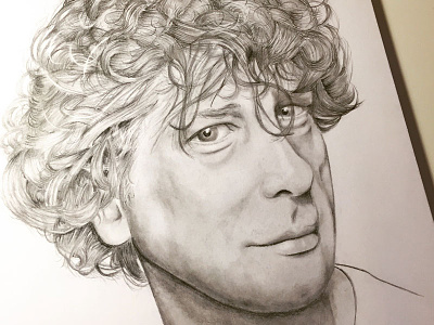 Neil Gaiman crazy hair drawing graphite neil gaiman pencil sandman