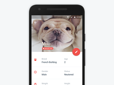 Pet Profile android app material design mobile pet profile social ui