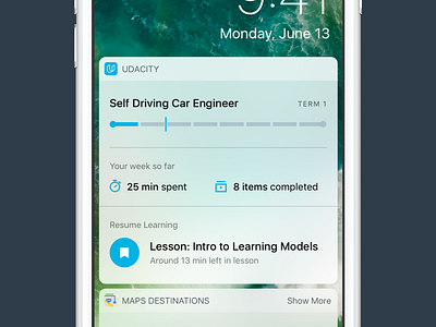 Udacity iOS Widget activity extension ios ios10 learning mobile progress summary ui widget