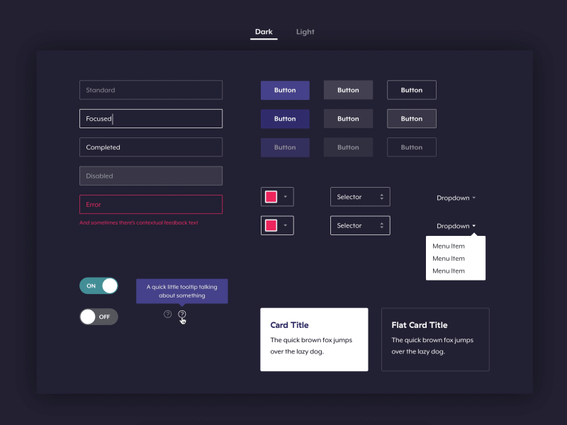 Light / Dark UI Elements buttons components dark forms style tabs theme ui