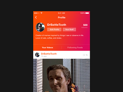 Spun Profile VIew app edit feed gradient ios meme mobile pop profile ui ux video