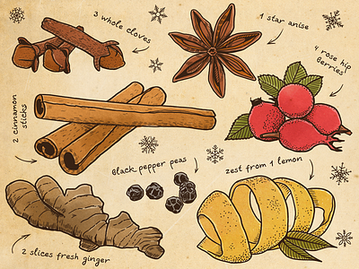 Hot Mulled Wine drink illustration mulled wine recipe spices tdac