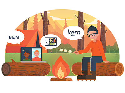 Remote Design Team camp campfire design illustration remote